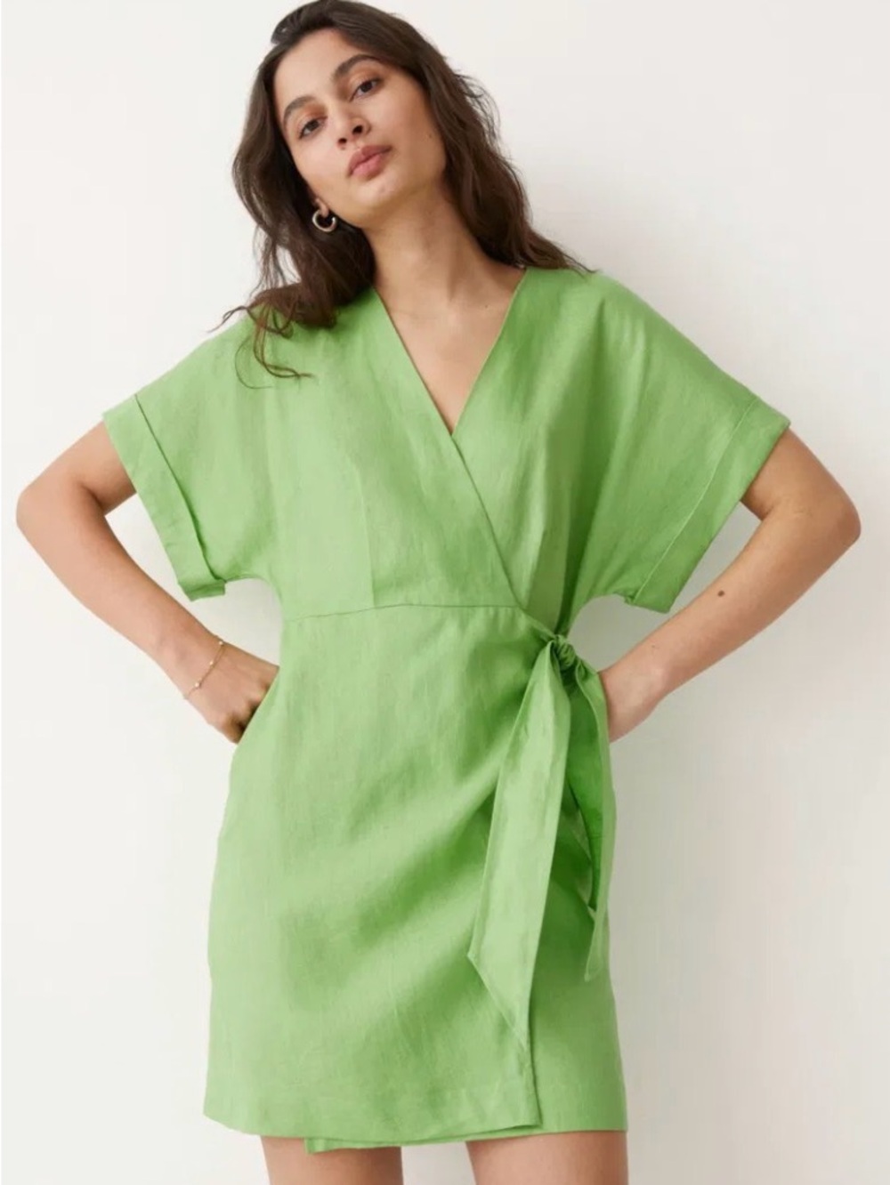 & Other Stories Linen Wrap Mini Dress